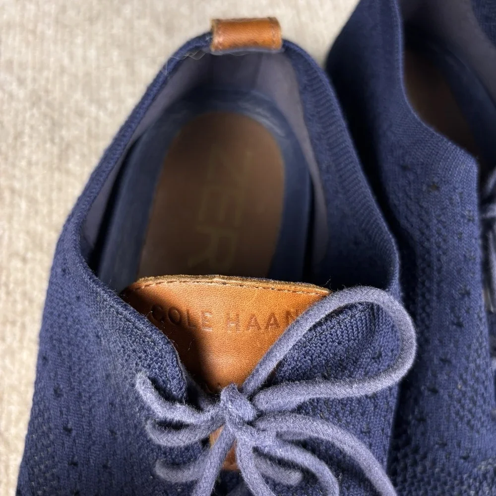 Cole Haan OriginalGrand Wingtip Oxford Shoes Men's 9M Navy‎ Blue Knit Sneakers